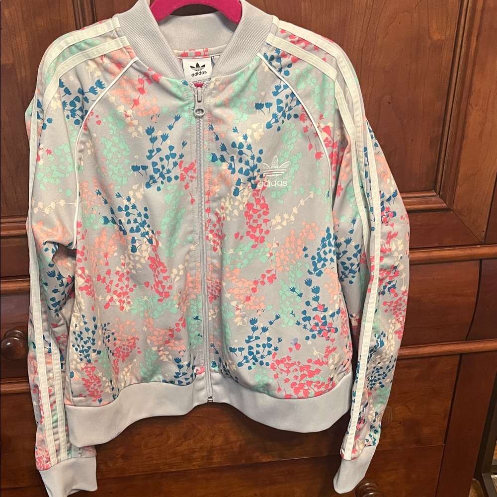 Adidas Youth L Multicolor Floral Bomber Jacket